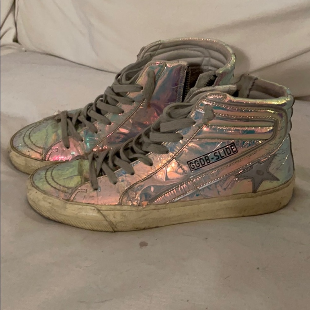 Holographic Golden Goose Hightops